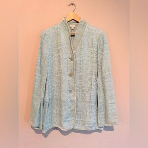 J.jill Chartreuse Green MOST EXQUISITE Silk Woven Velvet Blazer Jacket Women M